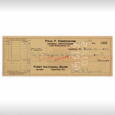 画像2: USA1940年代ヴィンテージ紙もの｜銀行小切手FIRST NATIONAL BANKオフィス雑貨